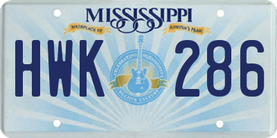MS license plate HWK286