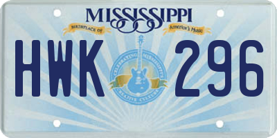 MS license plate HWK296