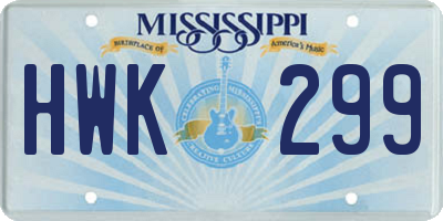 MS license plate HWK299