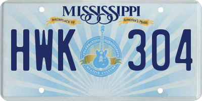 MS license plate HWK304