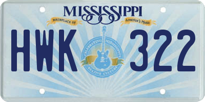 MS license plate HWK322