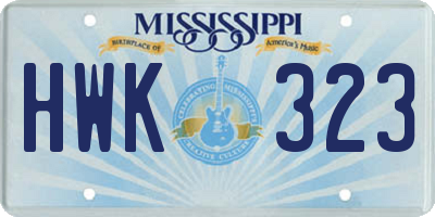 MS license plate HWK323