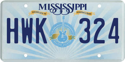 MS license plate HWK324
