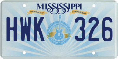 MS license plate HWK326