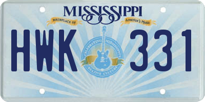 MS license plate HWK331