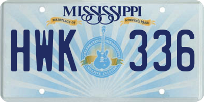 MS license plate HWK336