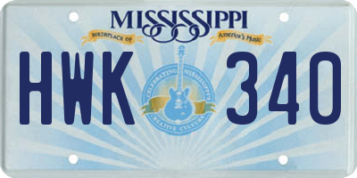 MS license plate HWK340