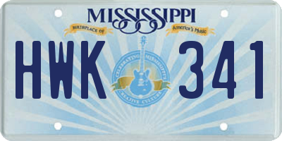 MS license plate HWK341
