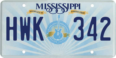 MS license plate HWK342