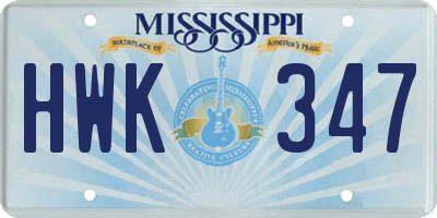 MS license plate HWK347