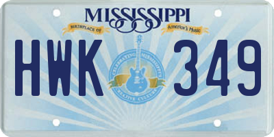 MS license plate HWK349