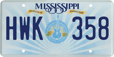 MS license plate HWK358