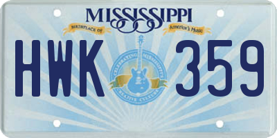 MS license plate HWK359