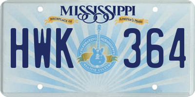 MS license plate HWK364