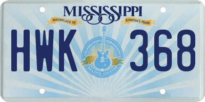 MS license plate HWK368