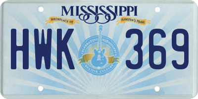 MS license plate HWK369