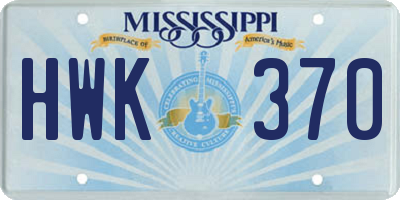 MS license plate HWK370