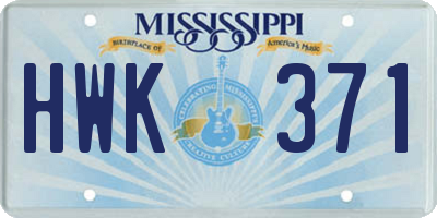 MS license plate HWK371