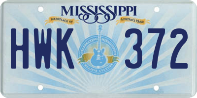 MS license plate HWK372
