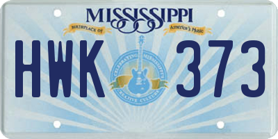 MS license plate HWK373