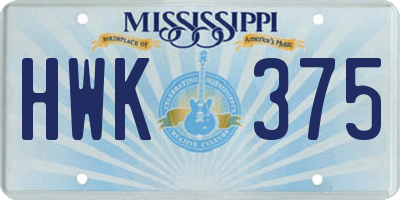 MS license plate HWK375