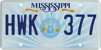 MS license plate HWK377