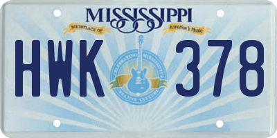 MS license plate HWK378