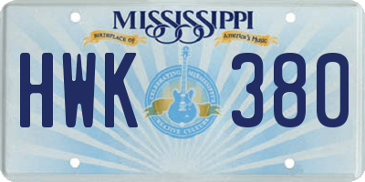 MS license plate HWK380