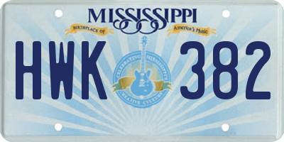 MS license plate HWK382