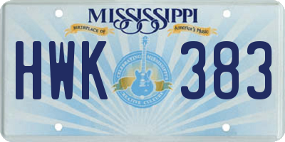 MS license plate HWK383