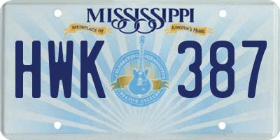 MS license plate HWK387