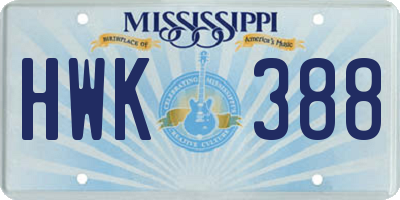 MS license plate HWK388