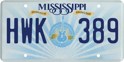 MS license plate HWK389
