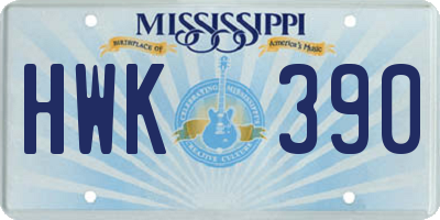 MS license plate HWK390