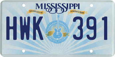 MS license plate HWK391