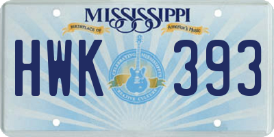 MS license plate HWK393
