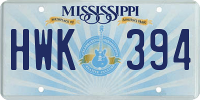 MS license plate HWK394