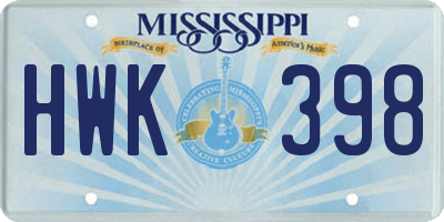 MS license plate HWK398