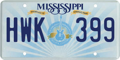 MS license plate HWK399