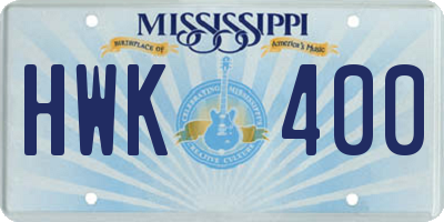 MS license plate HWK400