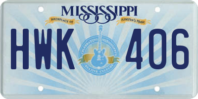 MS license plate HWK406