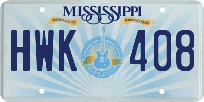 MS license plate HWK408