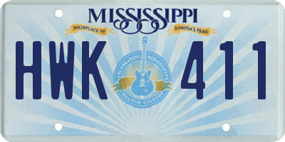 MS license plate HWK411