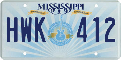 MS license plate HWK412