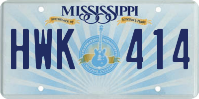 MS license plate HWK414