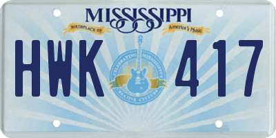 MS license plate HWK417
