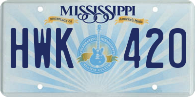 MS license plate HWK420