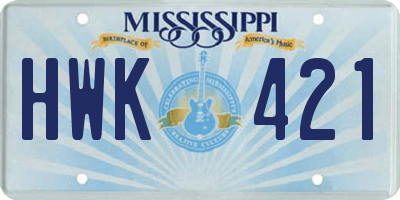 MS license plate HWK421