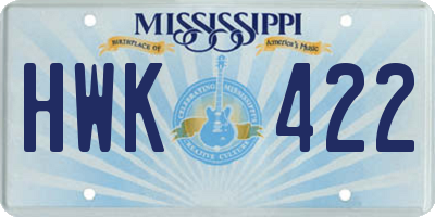 MS license plate HWK422