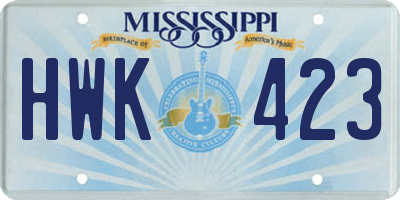 MS license plate HWK423